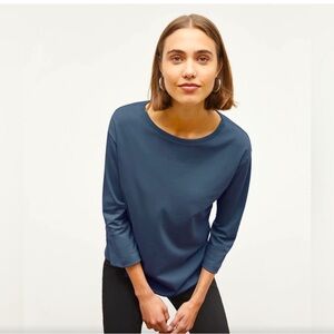 MM Lafleur Owen T-Shirt 3/4 sleeve Deep Sea (blue) 100% Pima Cotton XS EUC